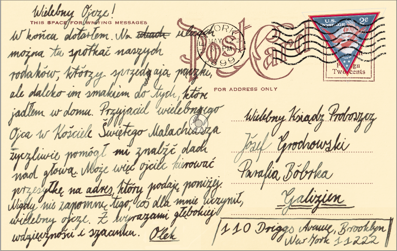 Postcard and Stamp, Handwritten