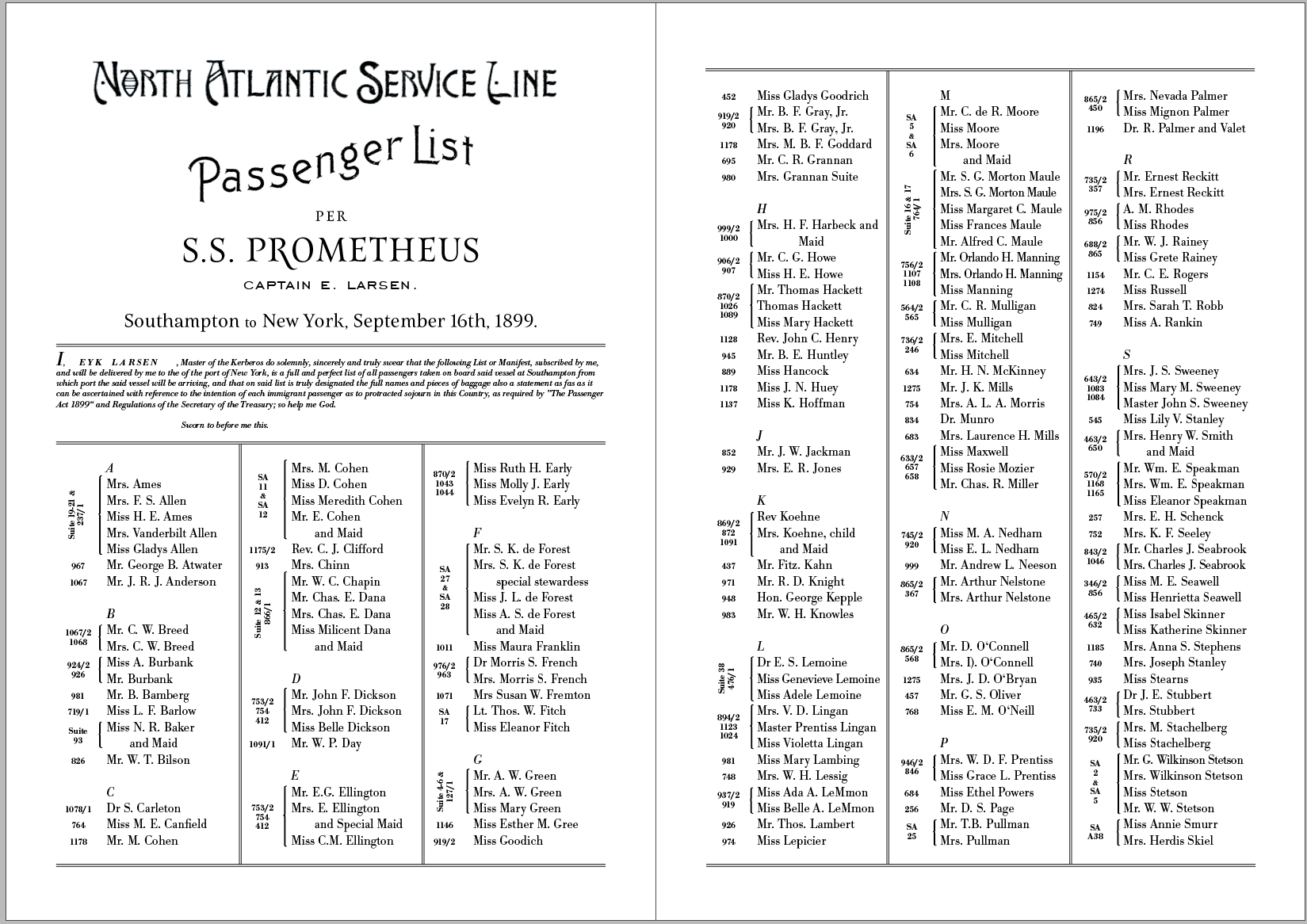 Passenger List