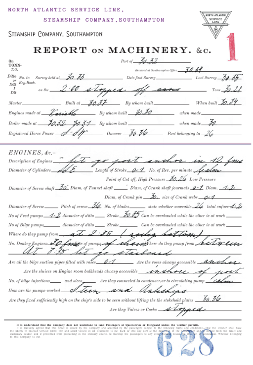 Document: Report of Machinery, print file, handwritten