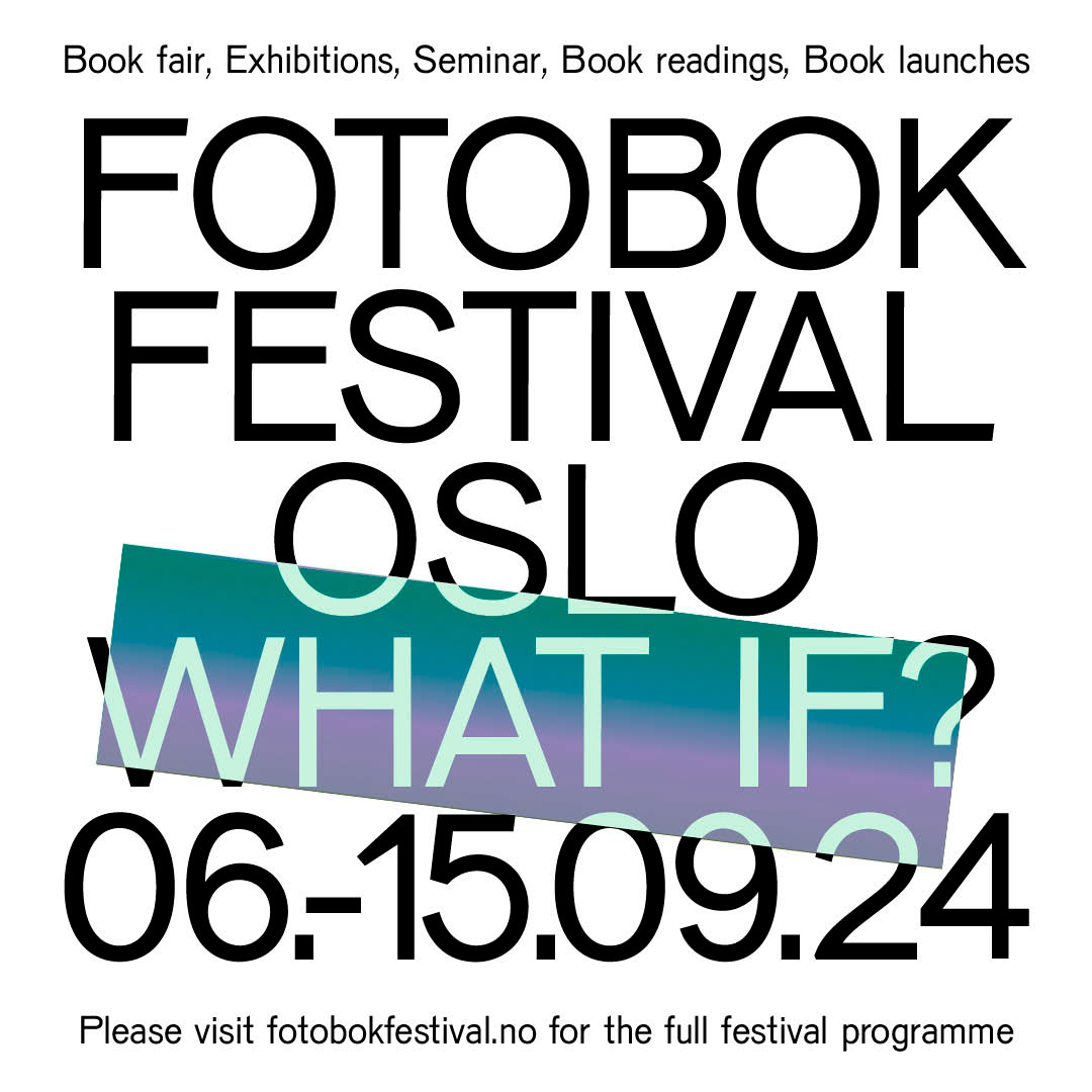 Fotobokfestival Oslo 2024 borrows its title from Vilém Flusser's book, What If? which is a collection of twenty-two scenarios for the future, divided into three main chapters; scenes from family life, the economy, and politics. The curators have used these classifications as guiding principles when creating the festival's main exhibition, which consists of almost 90 photo books that are thematically or associatively linked to family life, the economy, and politics.