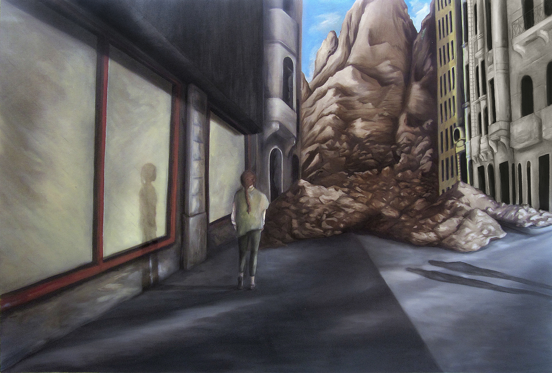 City. Earth avalance I. - Oil on canvas - 70 x 95 cm