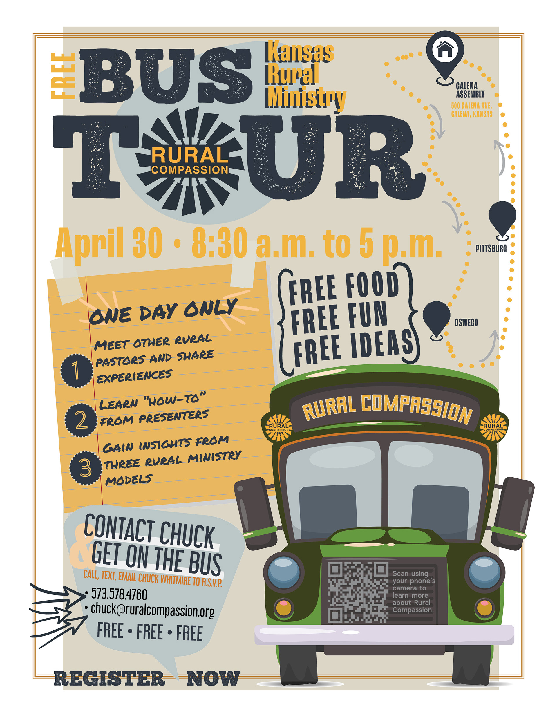 Flyer for Rural Compassion's Bus Tour in Kansas.