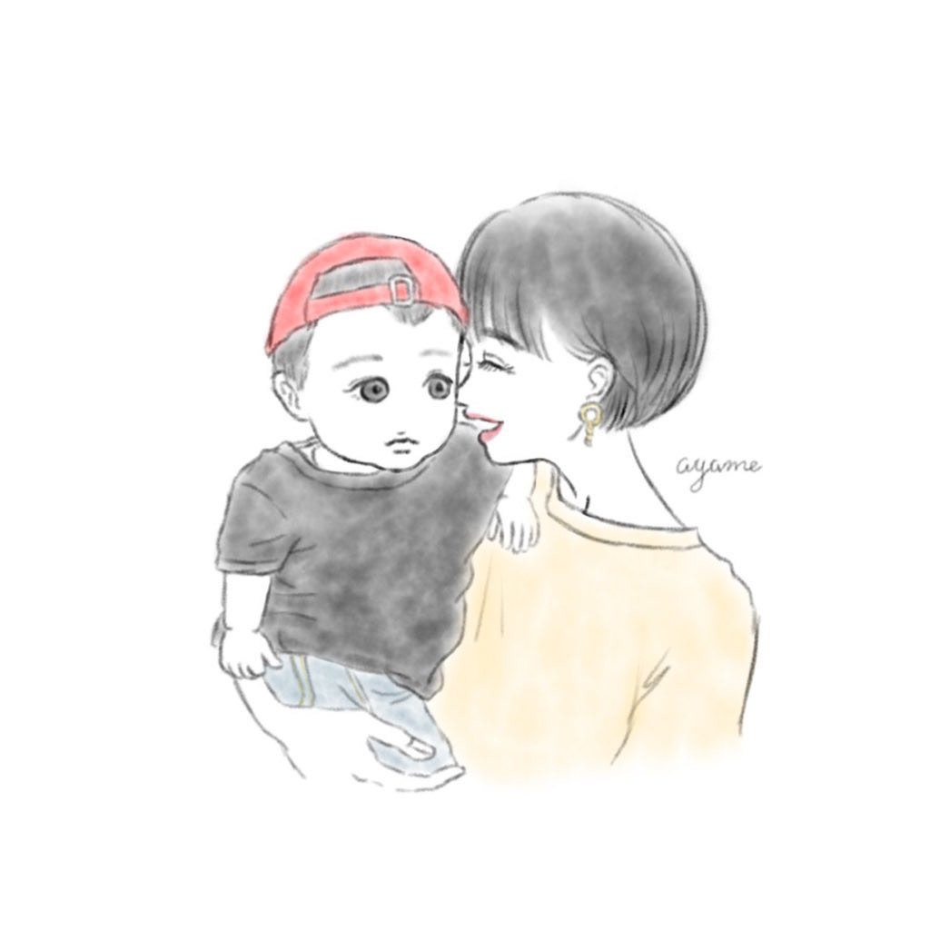 女性イラスト 親子イラスト おしゃれ似顔絵