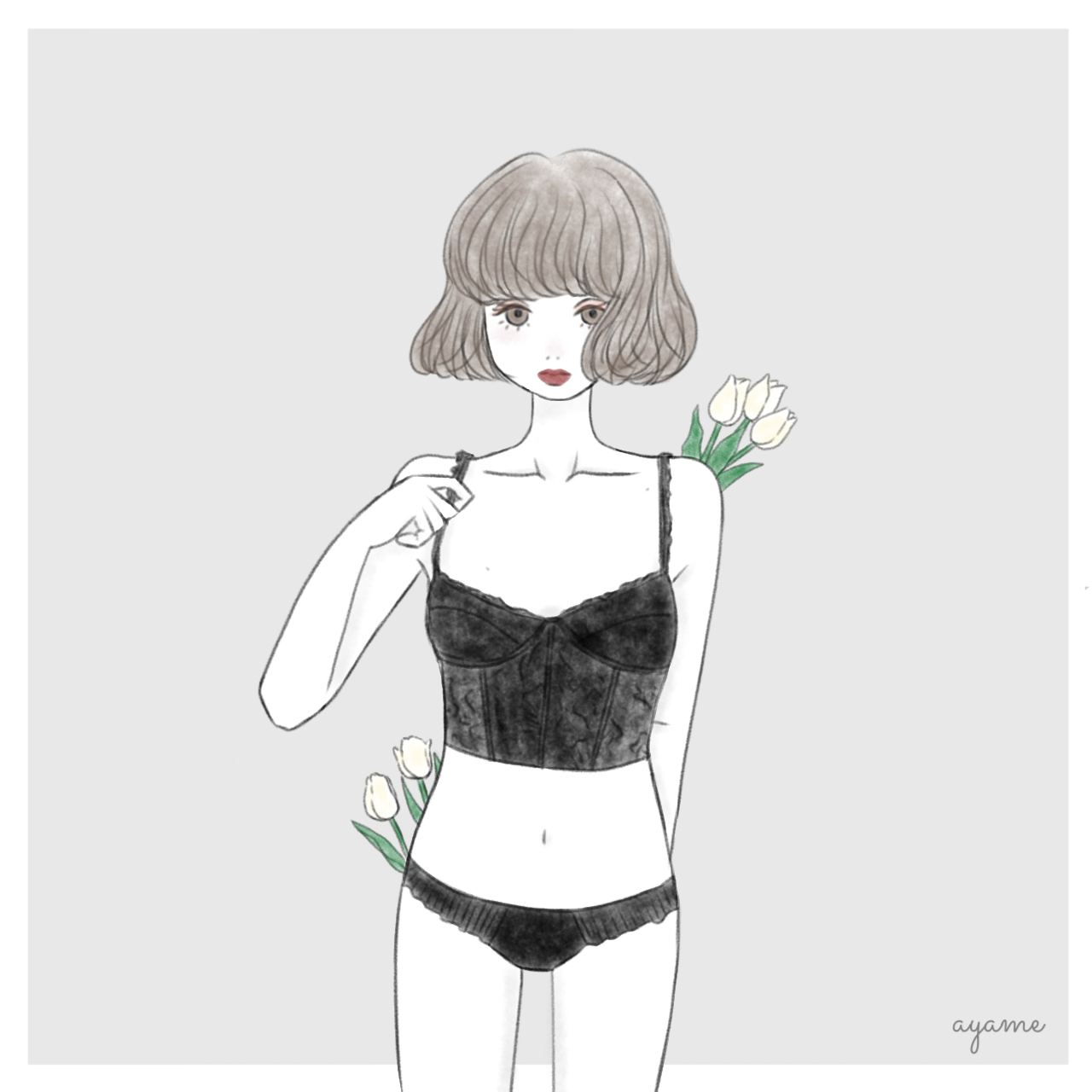 女性イラスト おしゃれイラスト 下着イラスト