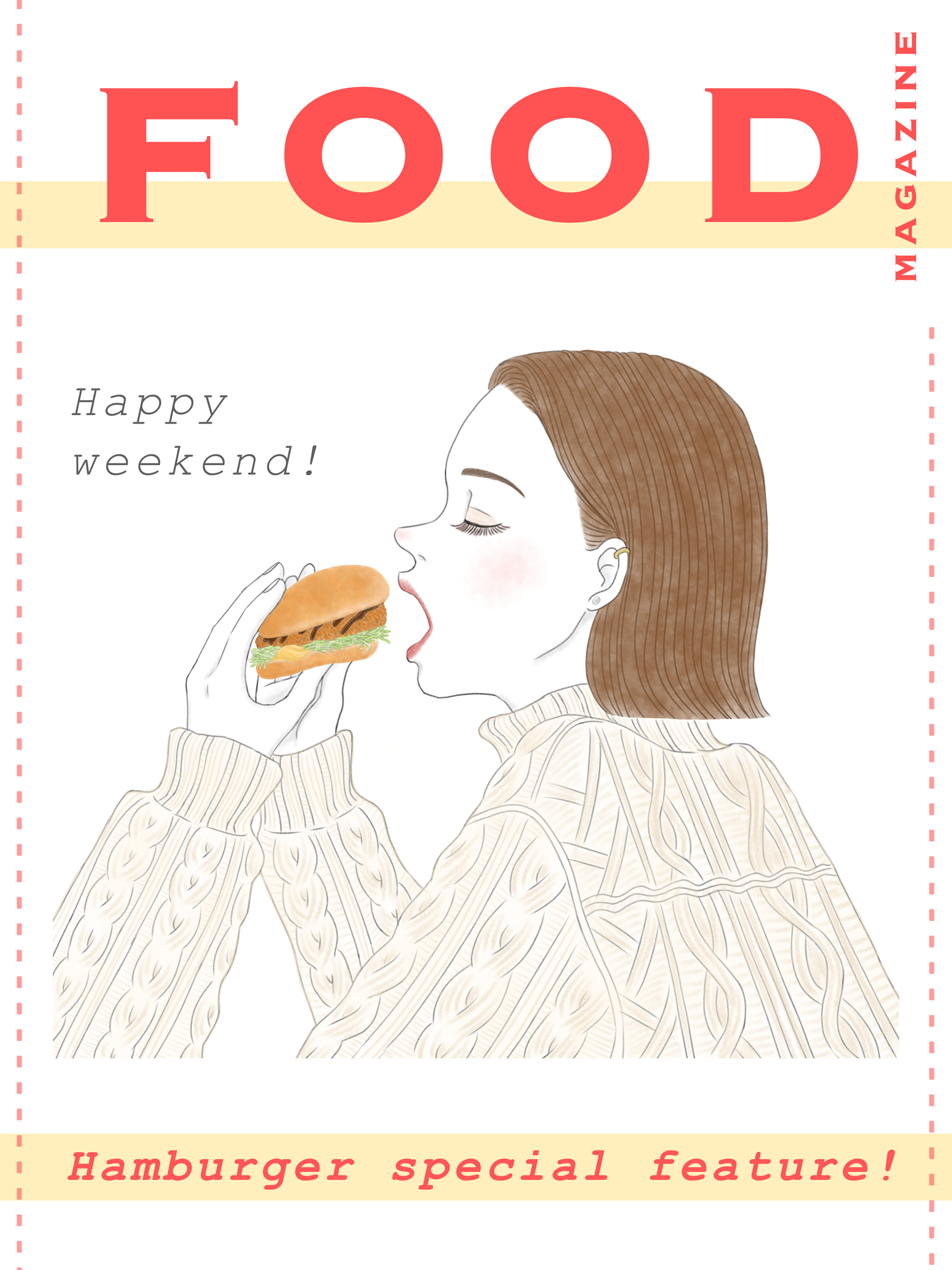 フードマガジン food magazine 食べ物 雑誌 挿絵 イラストレーター ハンバーガー