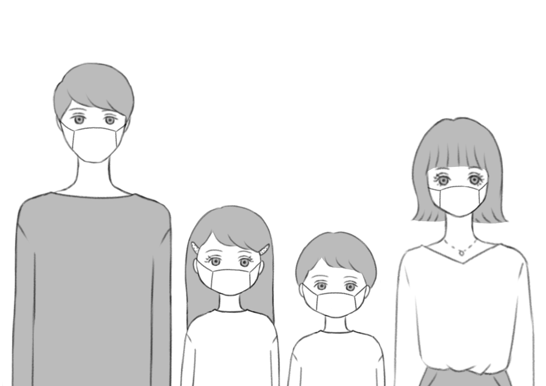 女性誌イラスト 女性誌 おしゃれイラスト 親子イラスト マスクイラスト