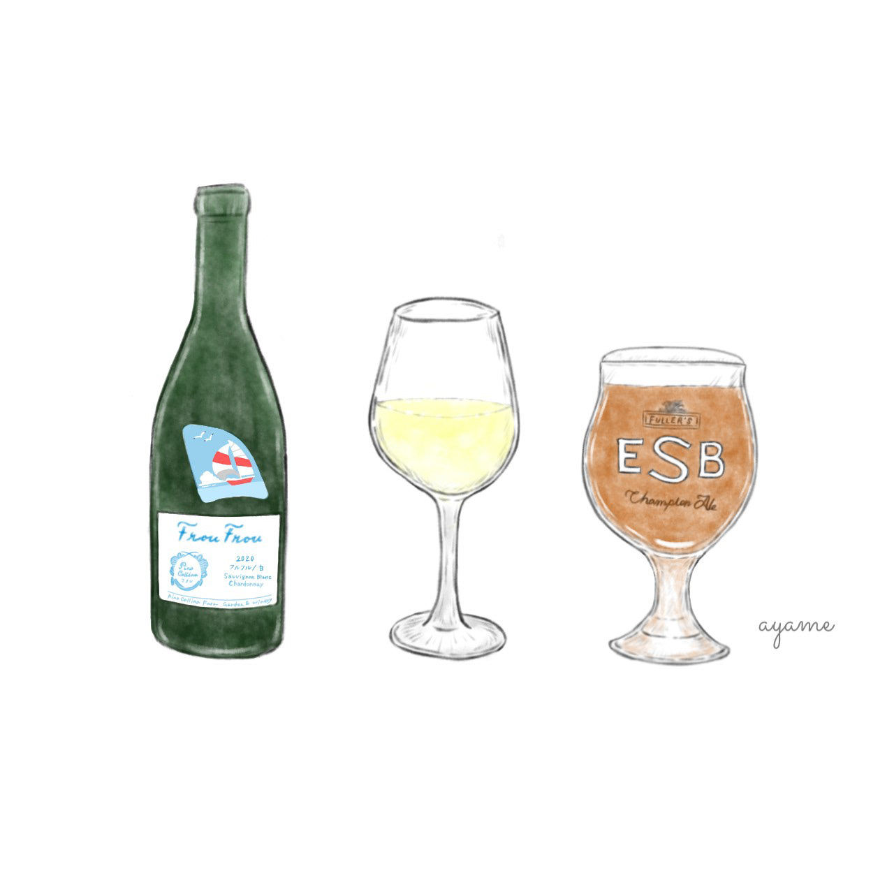 白ワインとクラフトビール