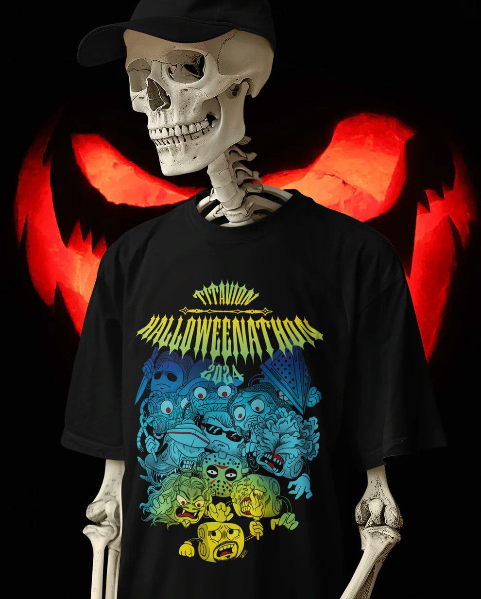 Design de t-shirt réalisé pour le Halloweenathon 2024 du streamer Titavion.