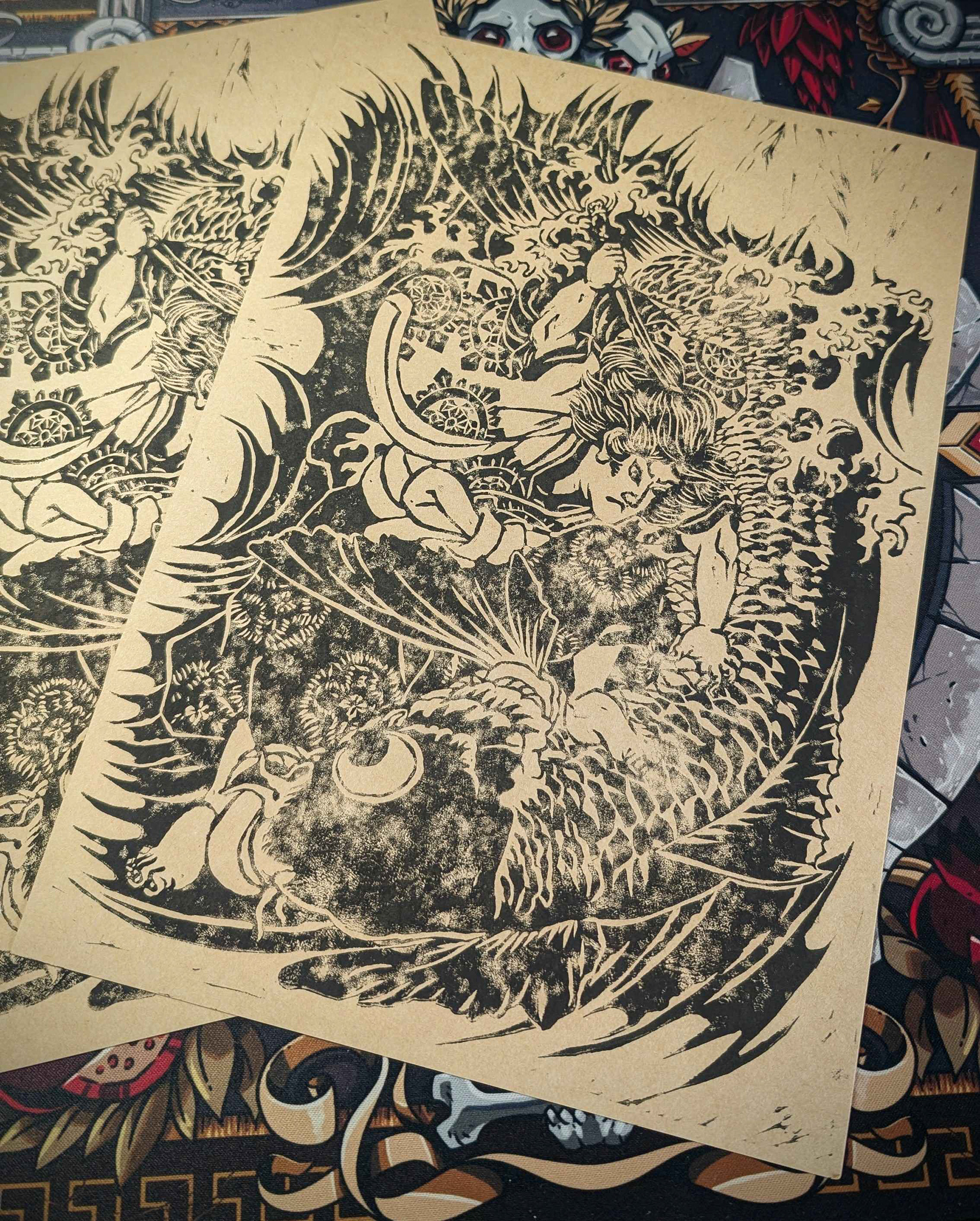 Oniwakamaru combattant une carpe géante, A4