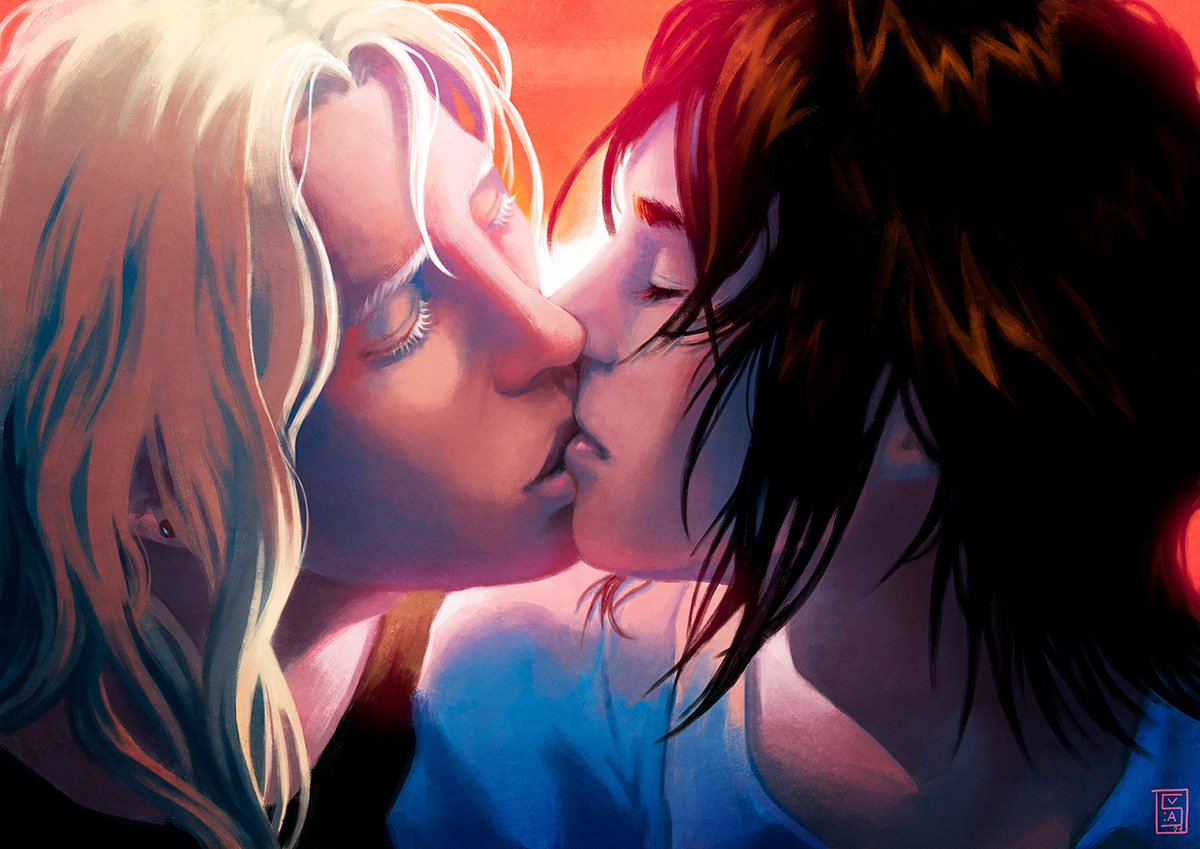 Izuna and Vincent kiss