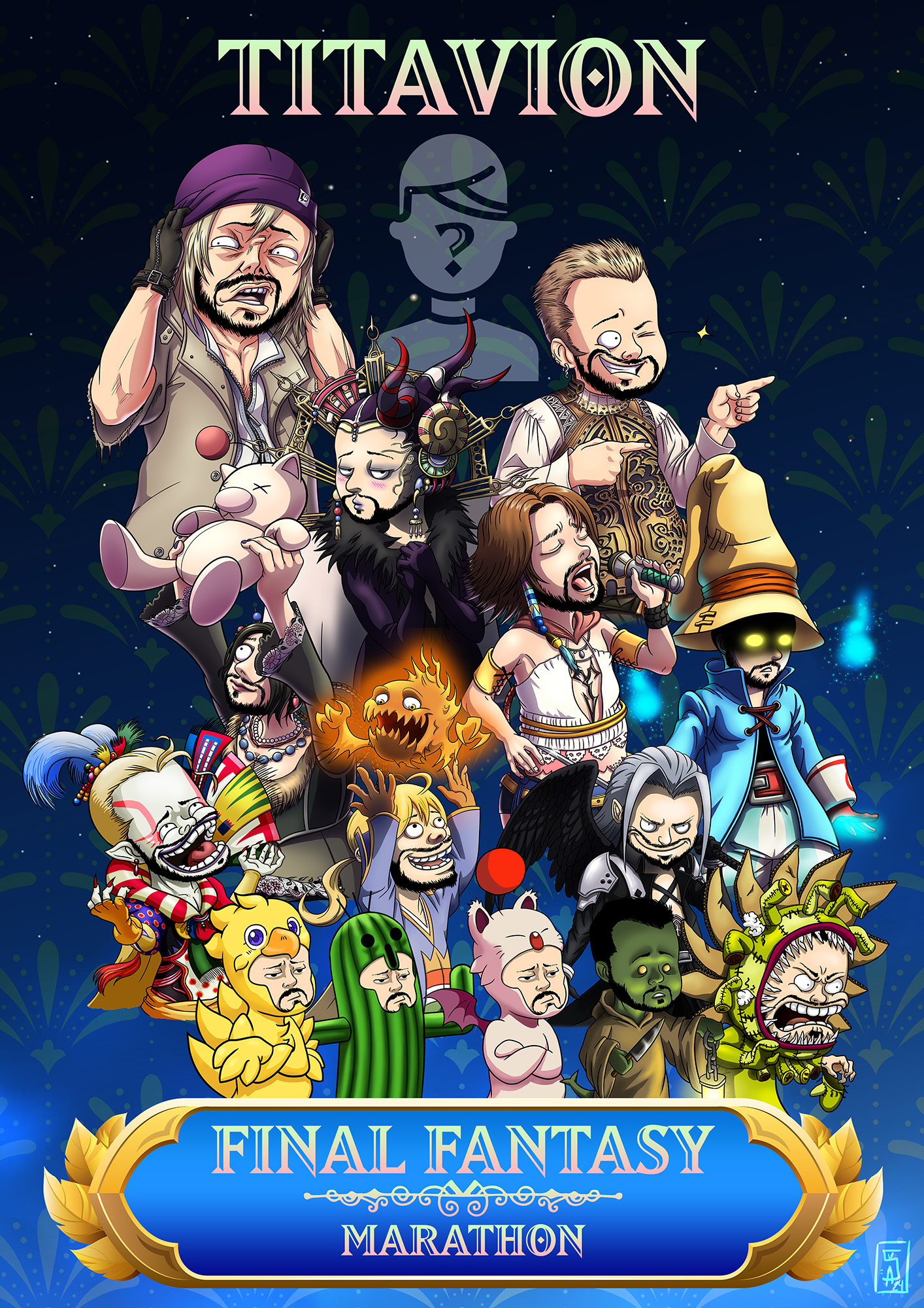 Mascottes réalisées pour le marathon Final Fantasy du streamer Titavion. Avatars done for the Final Fantasy marathon of the streamer named Titavion.
