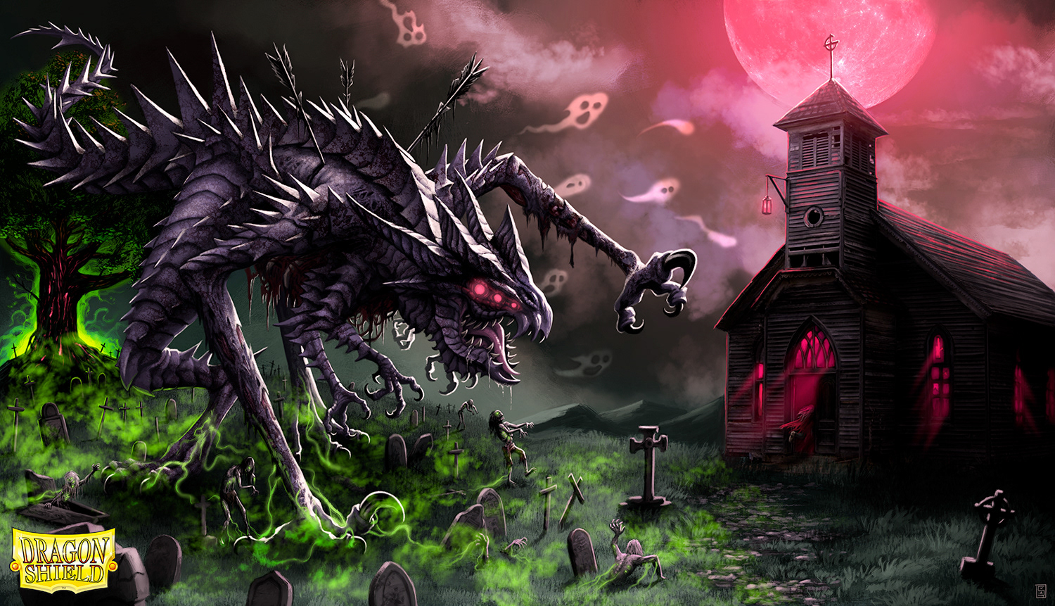 Halloween Dragon Art sleeves and playmat