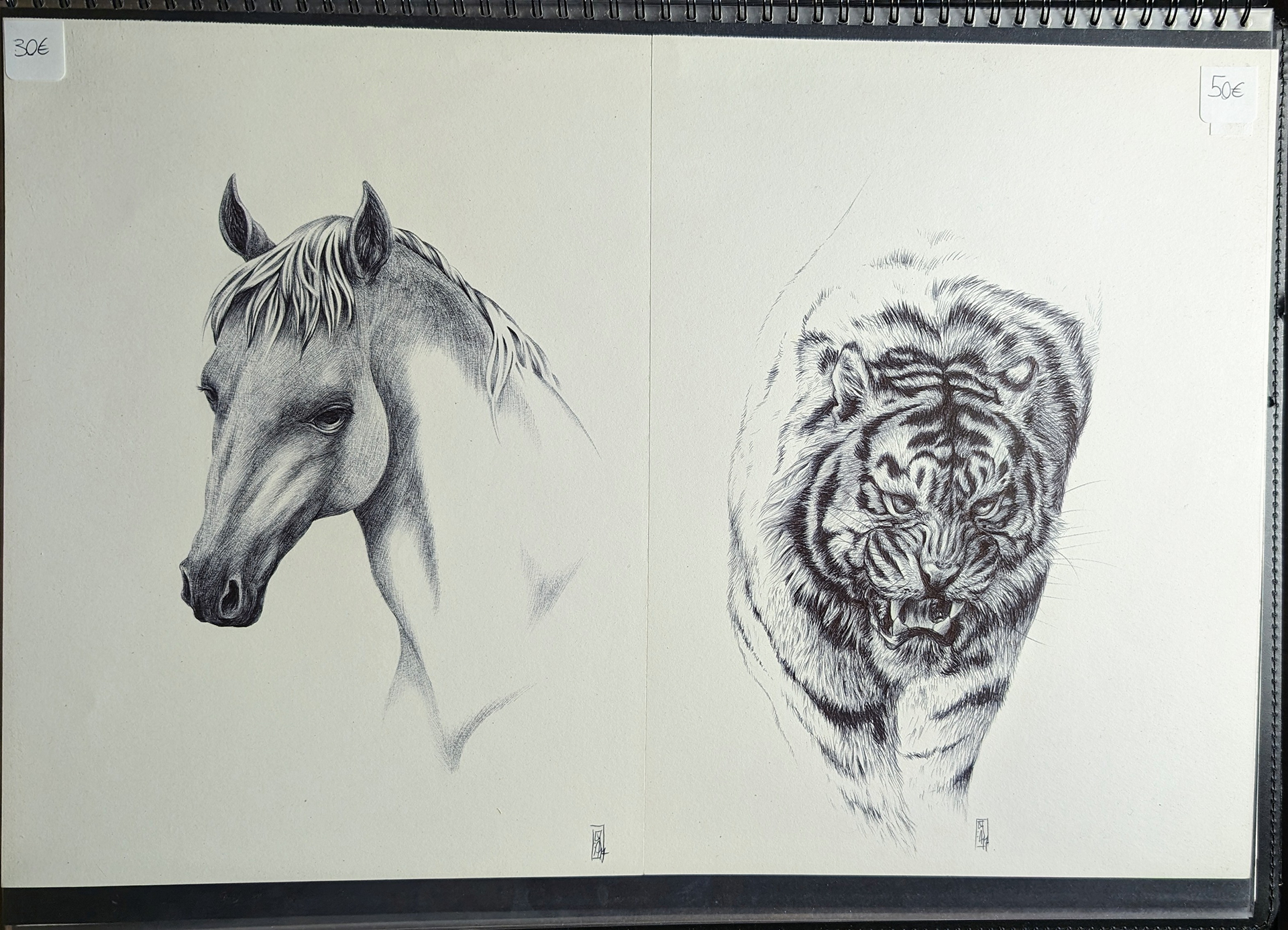 Cheval A4/30€ - Tigre A4/50€