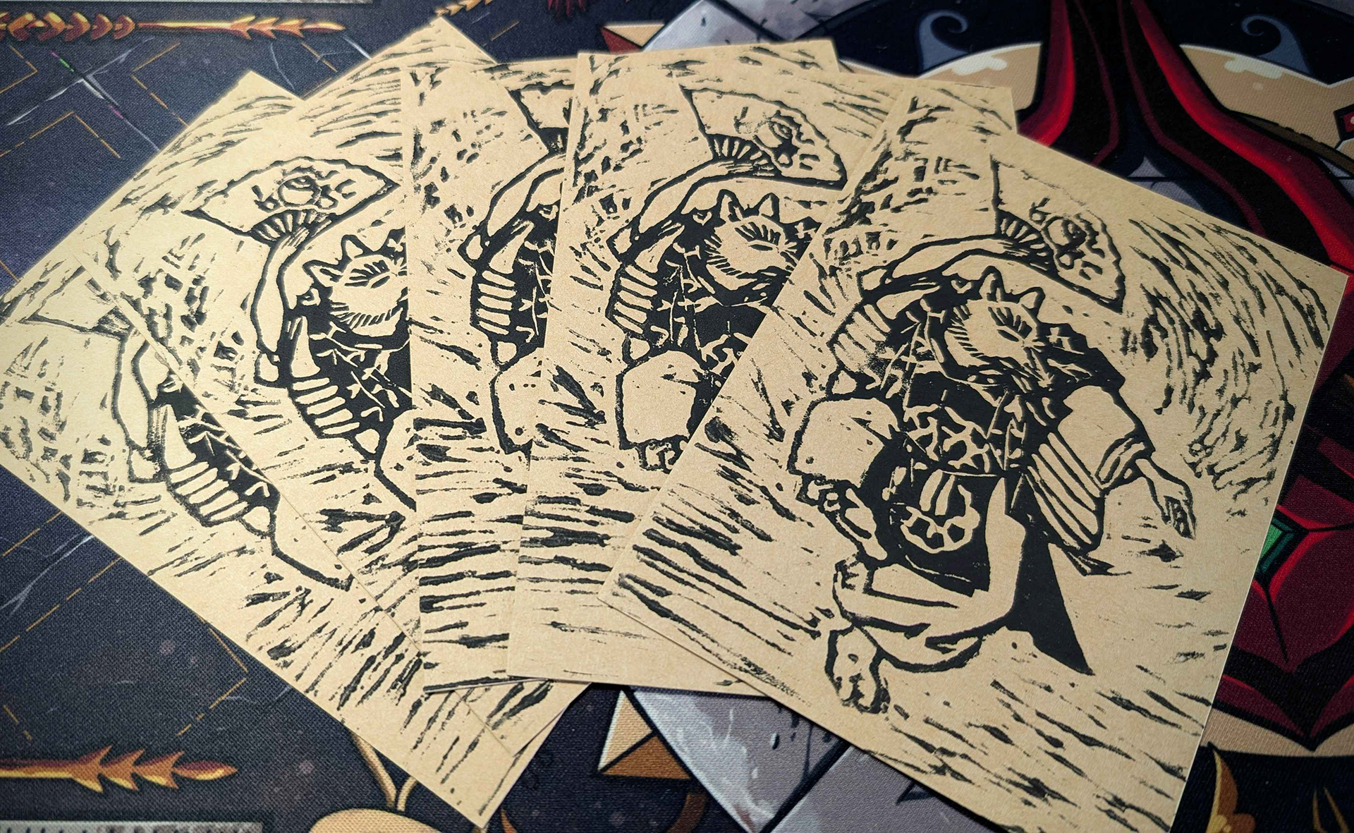 Kitsune dansant, carte postale A6