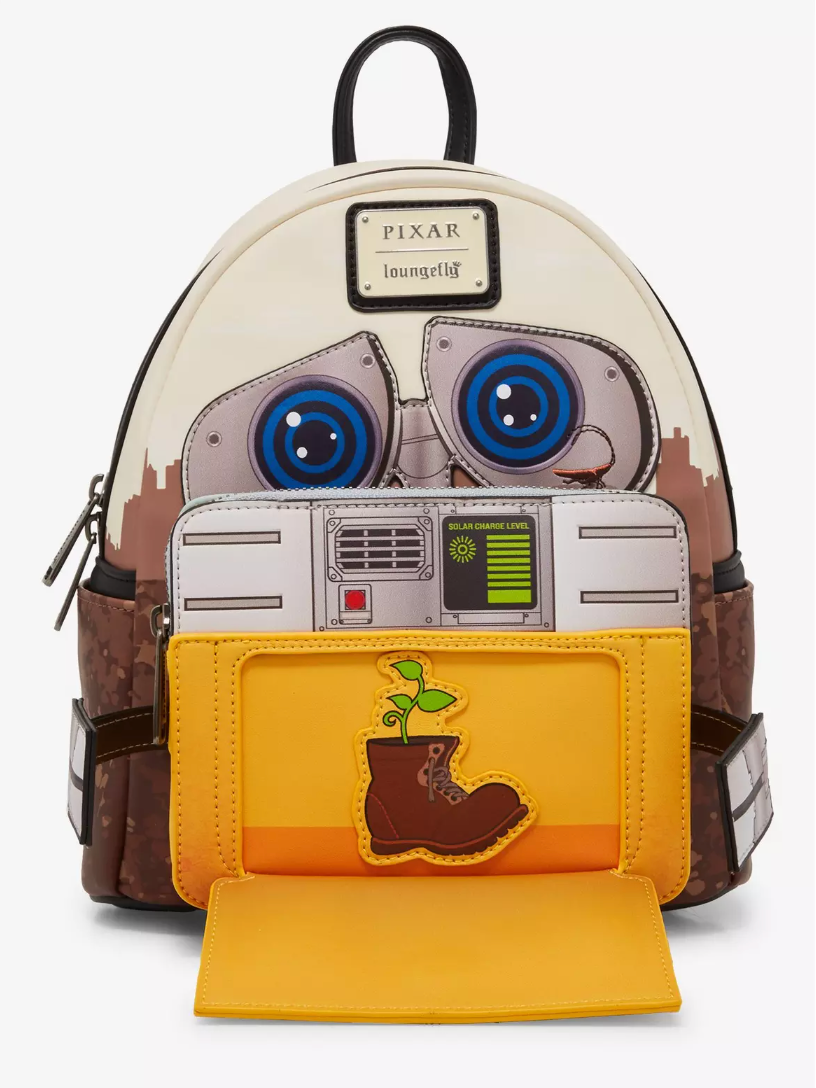 features a front flap opening on the front pocket to reveal the iconic boot plant.