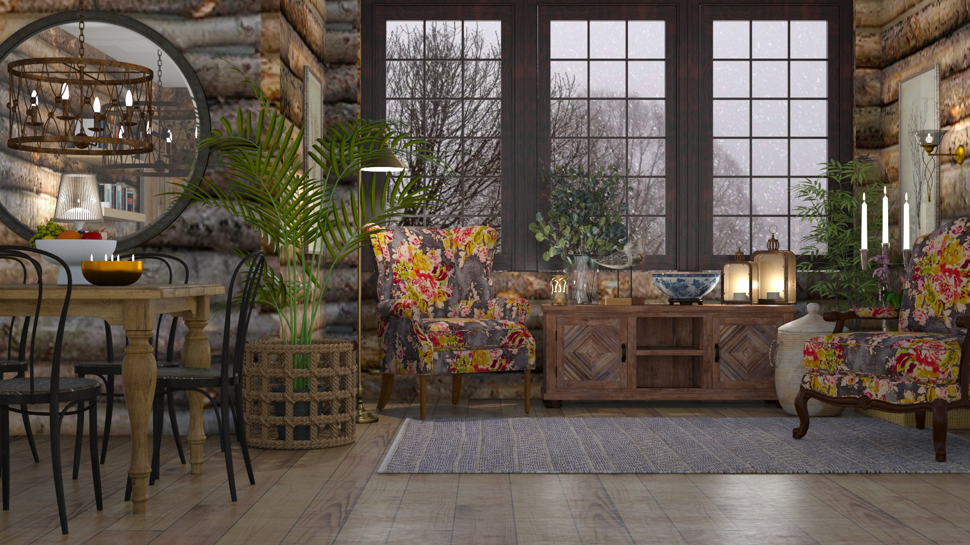 Modern Log Home