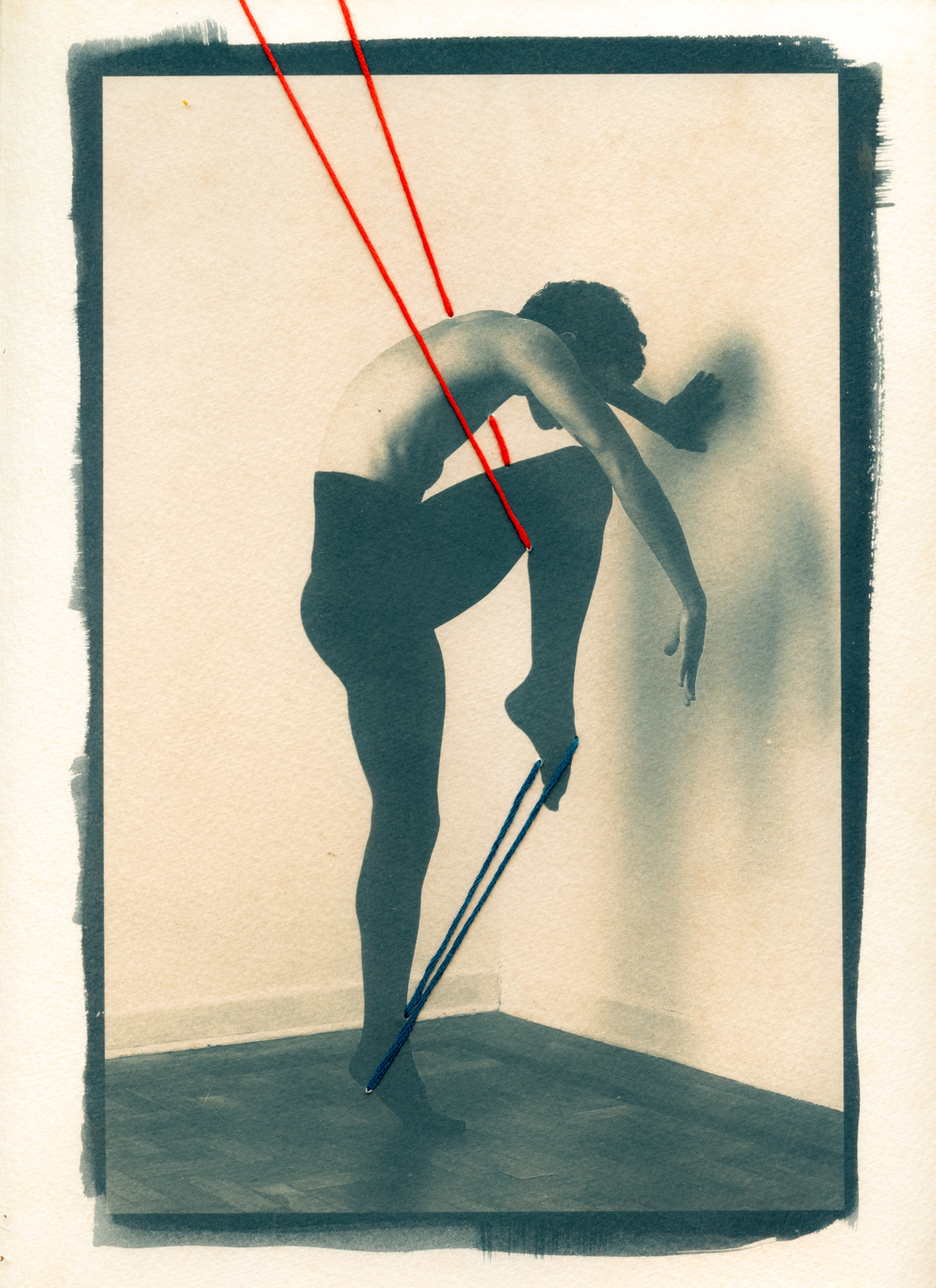 Cianotipia, viragem em café e bordado