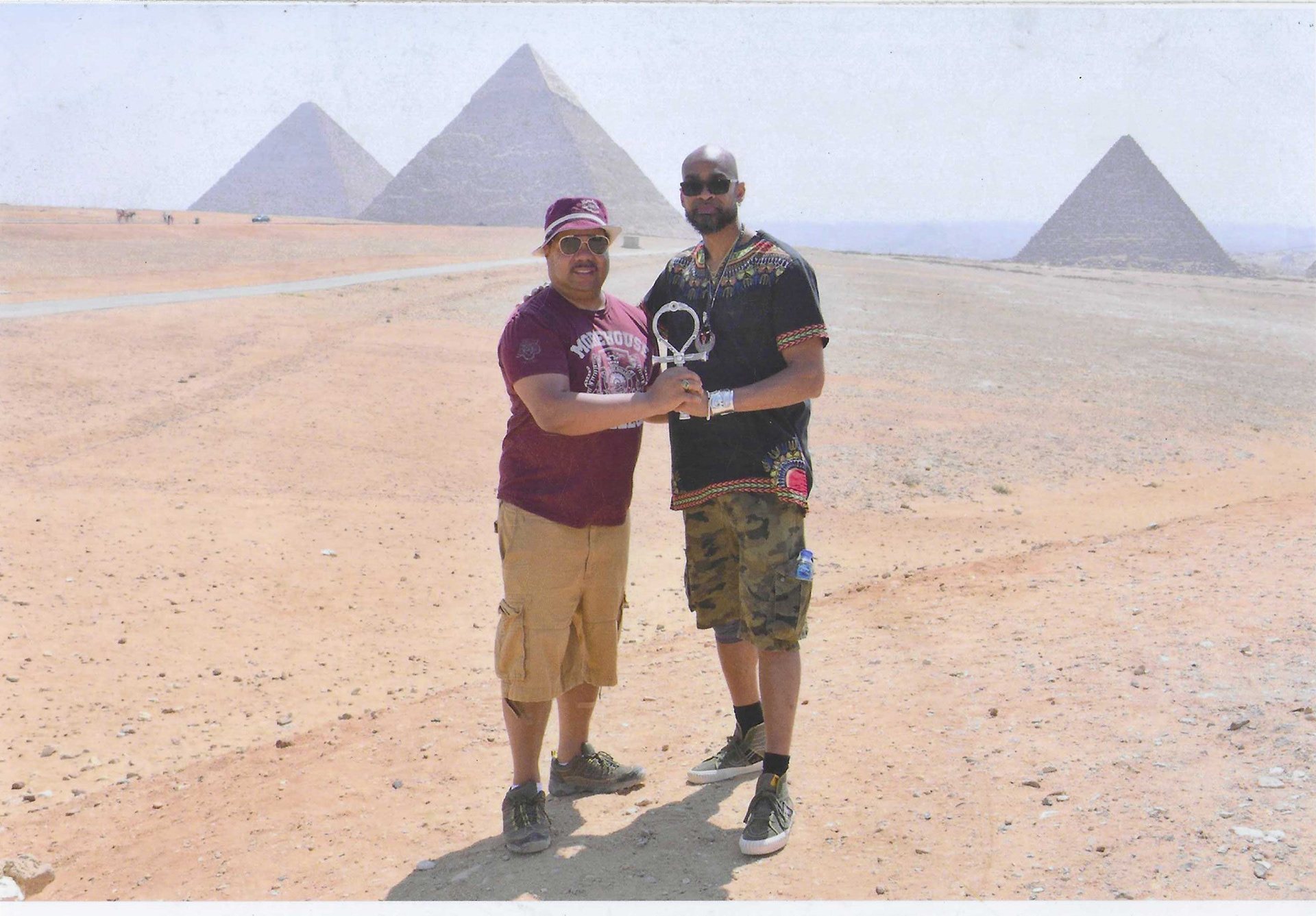 Ron with Eriq (Kemetic Priest) at Giza Pyramids