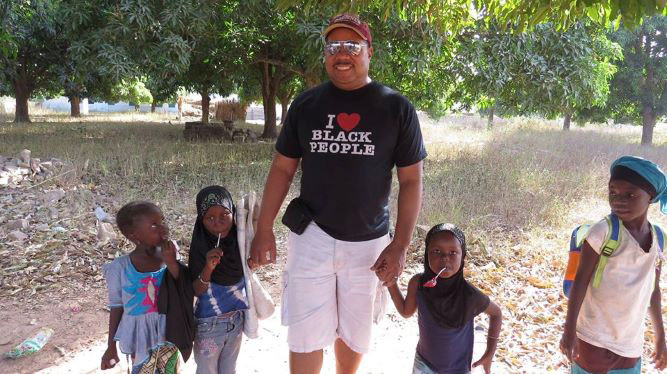With kids from the village