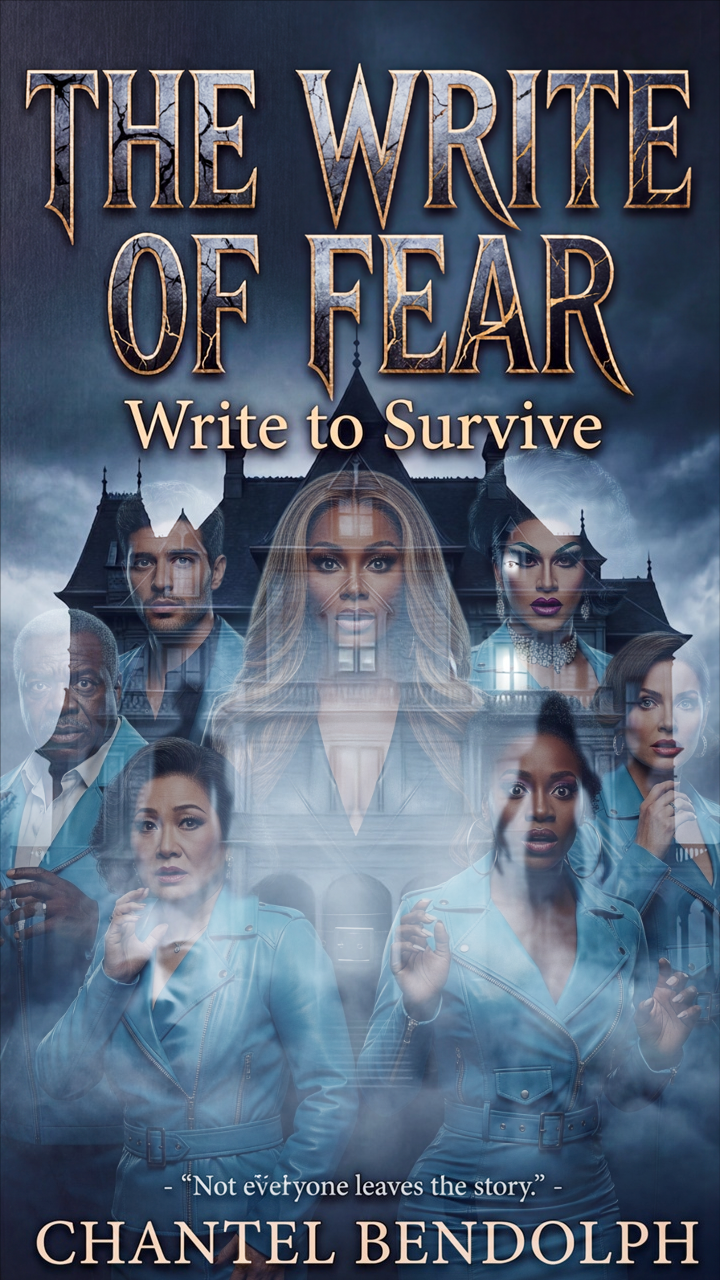 Cinematic psychological thriller book cover for The Write of Fear featuring dark suspense and intense emotional storytelling