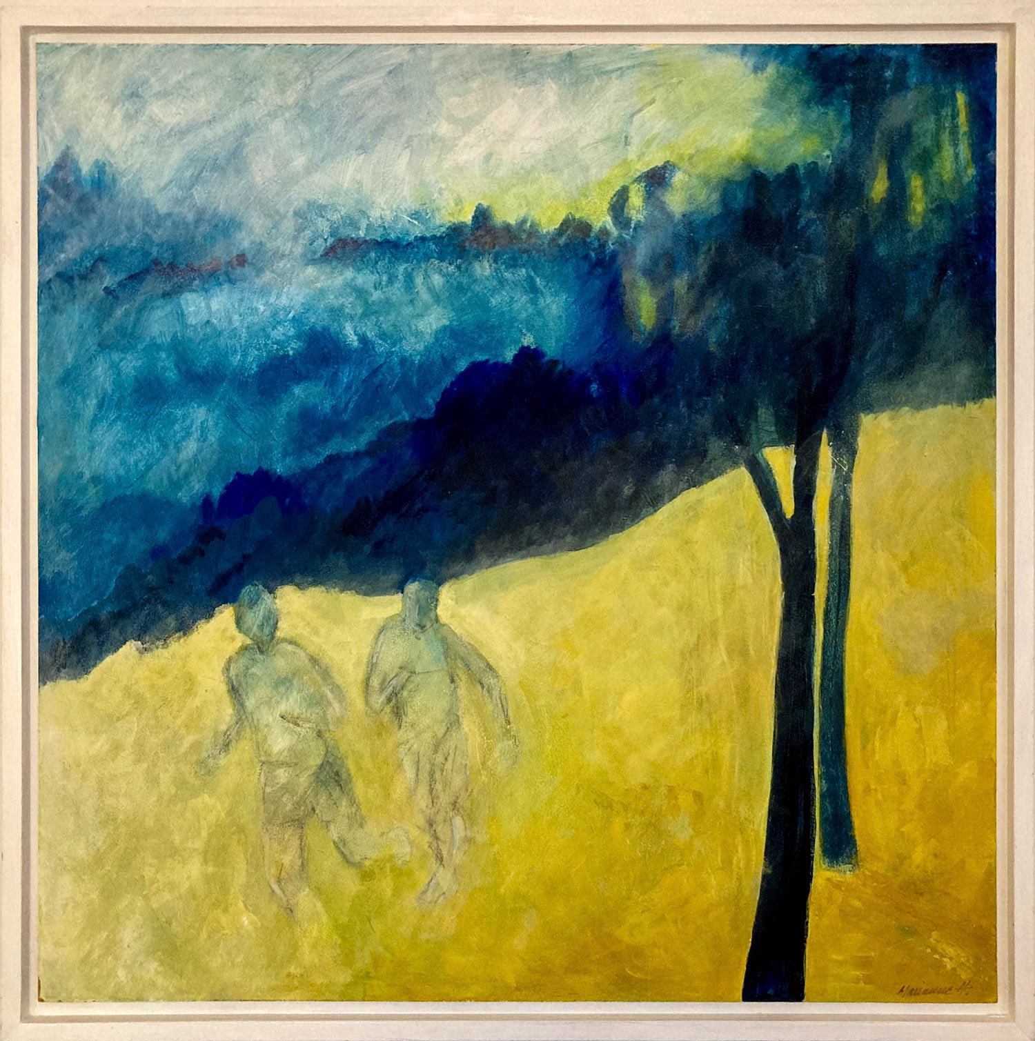 Löparna tempera 64 x 64 cm