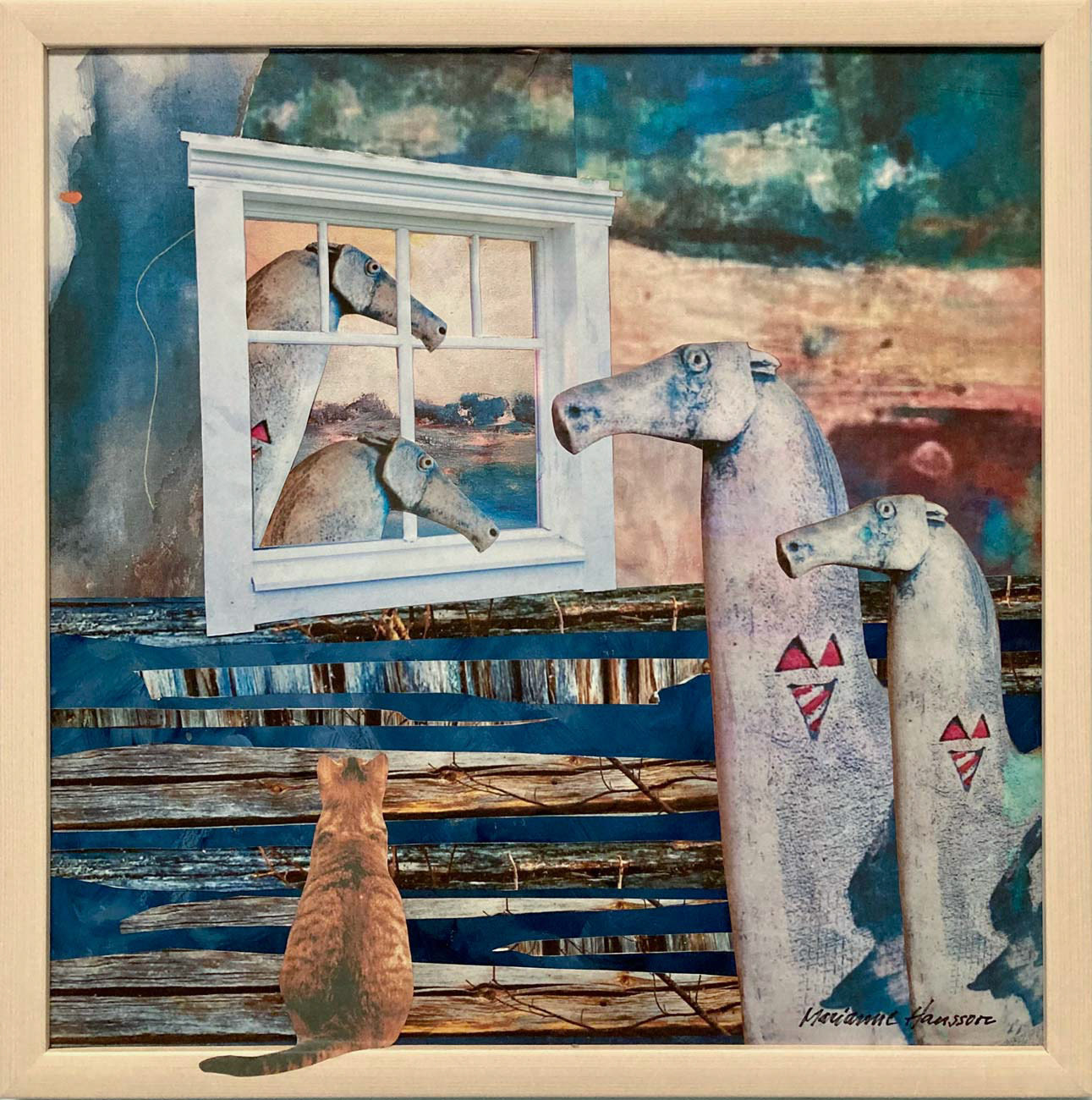 Kattperspektiv collage 32 x 32 cm