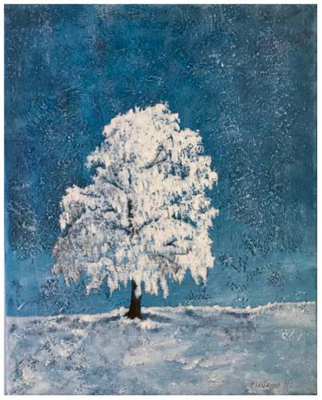 Vinterbjörk akryl 30 x 40 cm