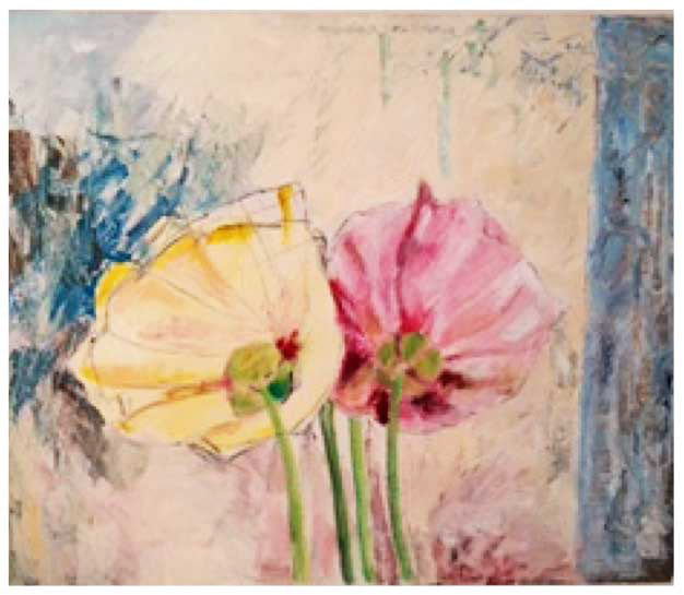 Vallmo akryl 30 x 25 cm