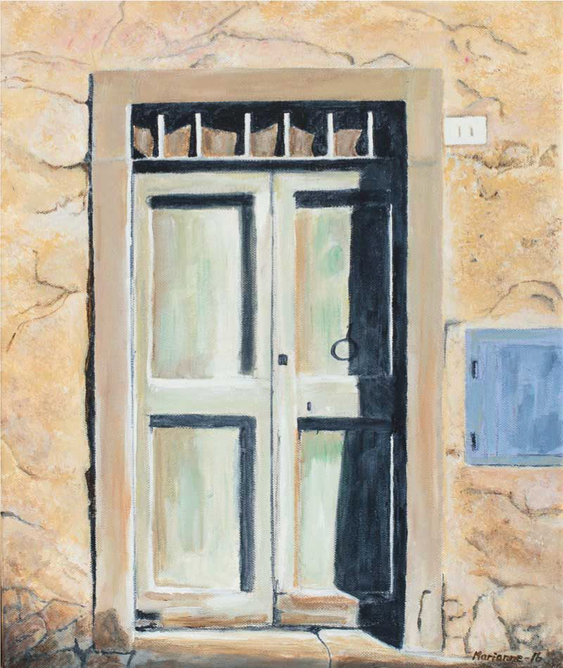 Den gröna dörren akryl 30 x 40 cm