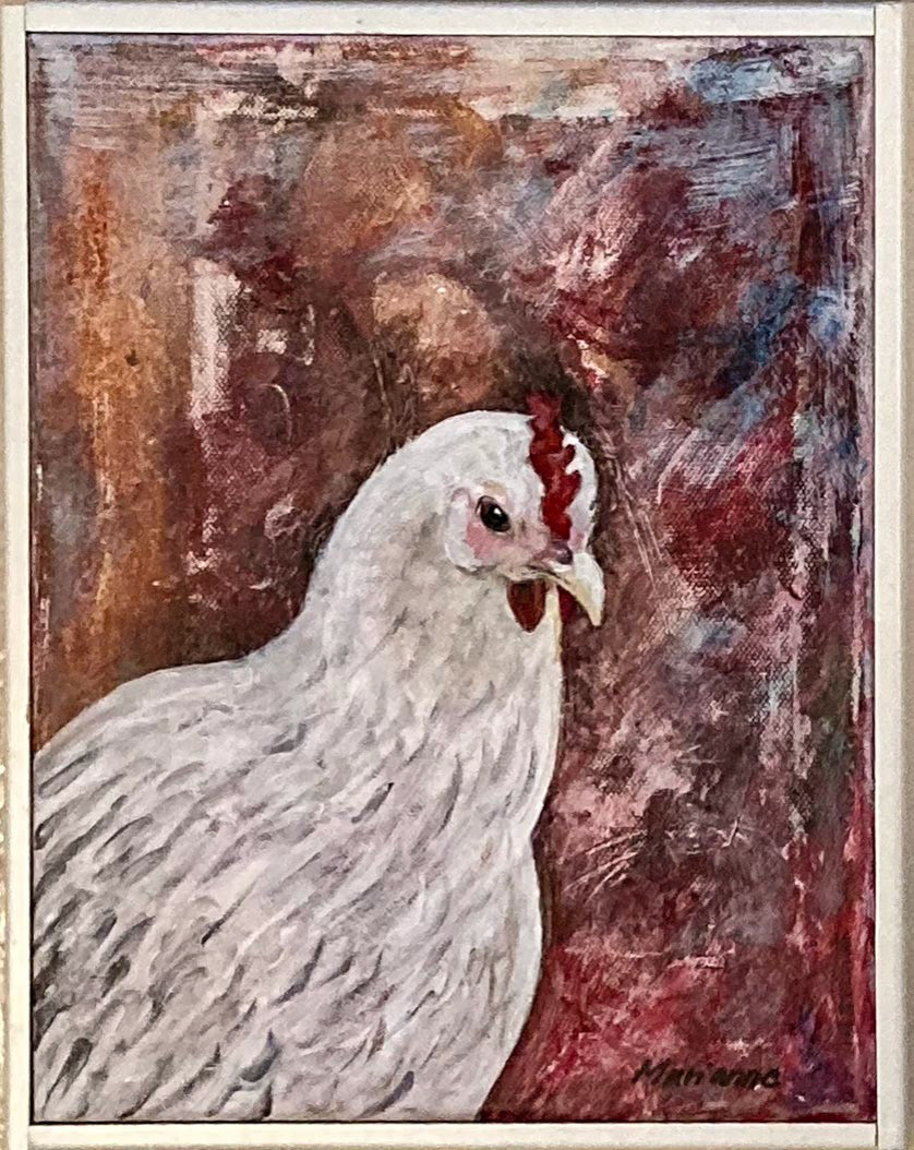 Mild höna akryl 26 x 32 cm