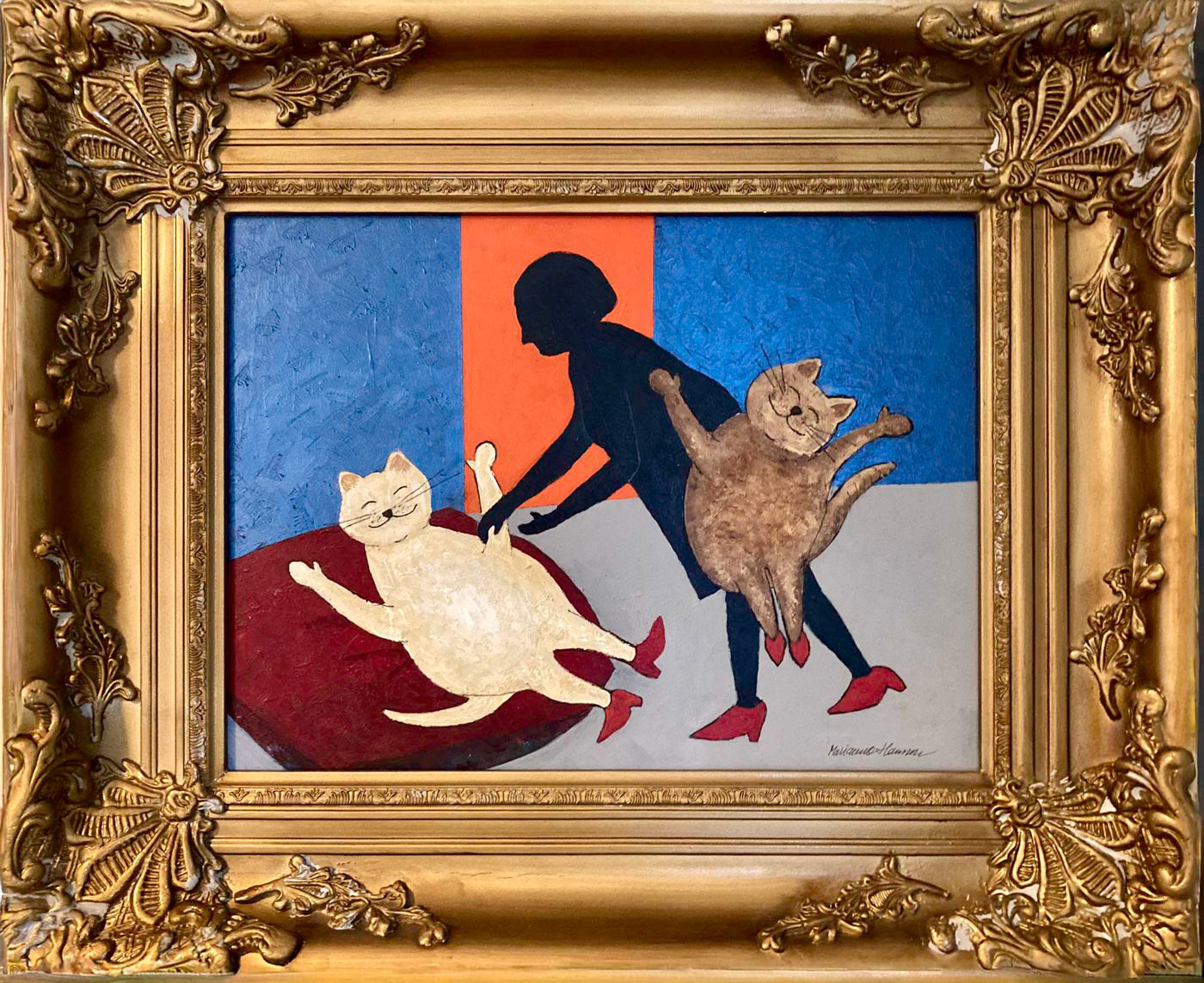 Kattlycka akryl 60 x 50 cm