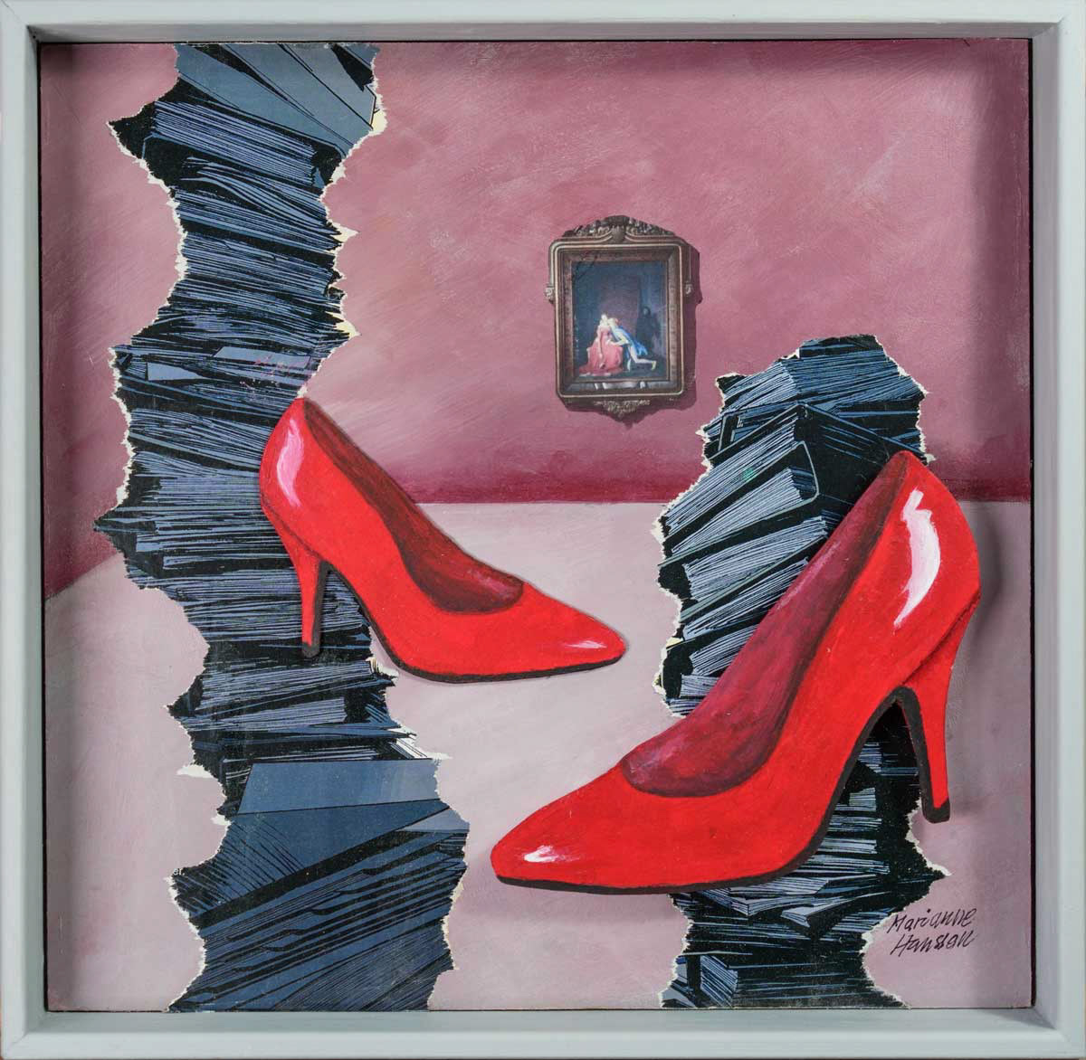 Romance akryl/collage 30 x 30 cm