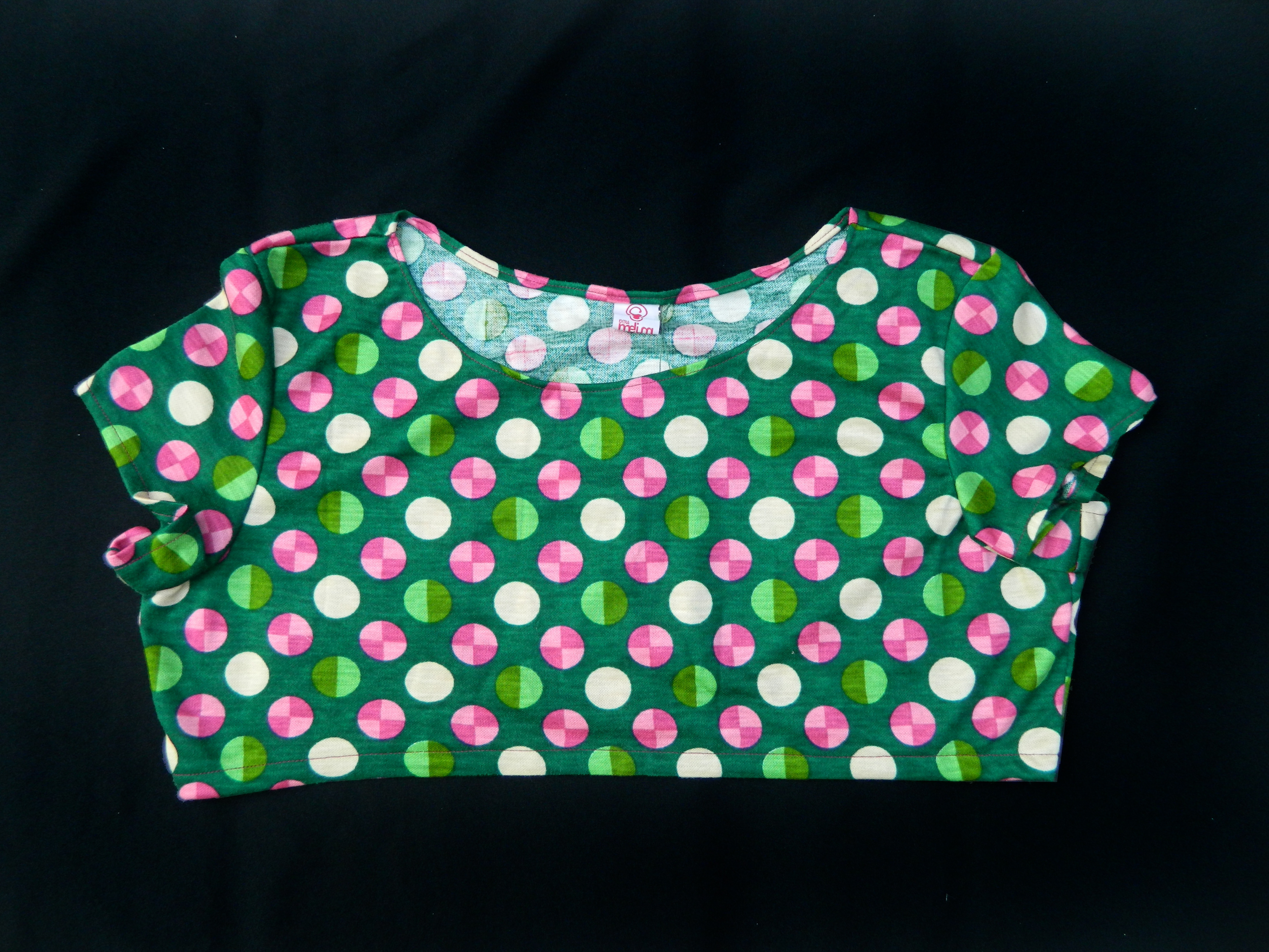 Green n pink crop top