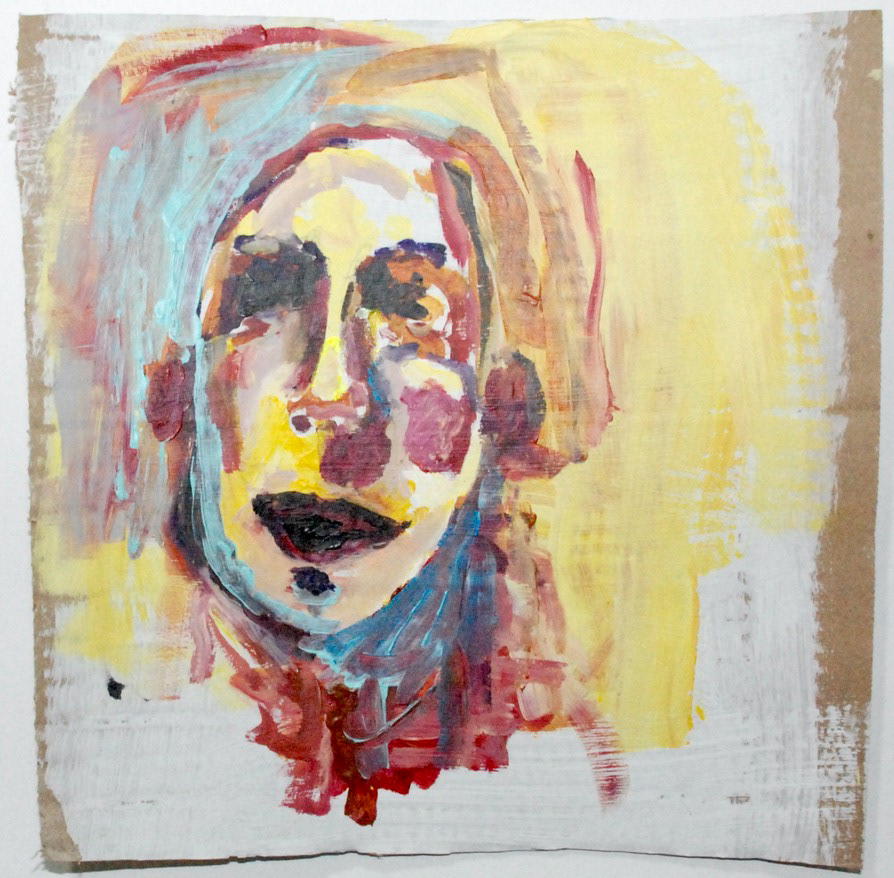My aunt regrets her decision to invite the whole family For Dinner, acrylic on cardboard, 27 x 27 cm, 2022