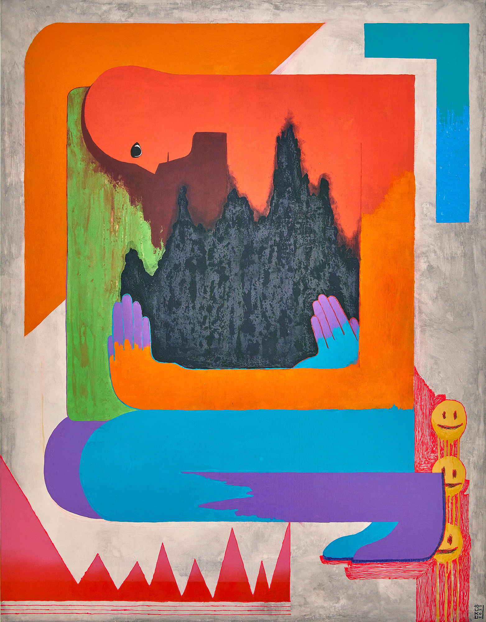 Suffering (again)_2022_acrylic and mixed media on canvas_145.5x112.1cm