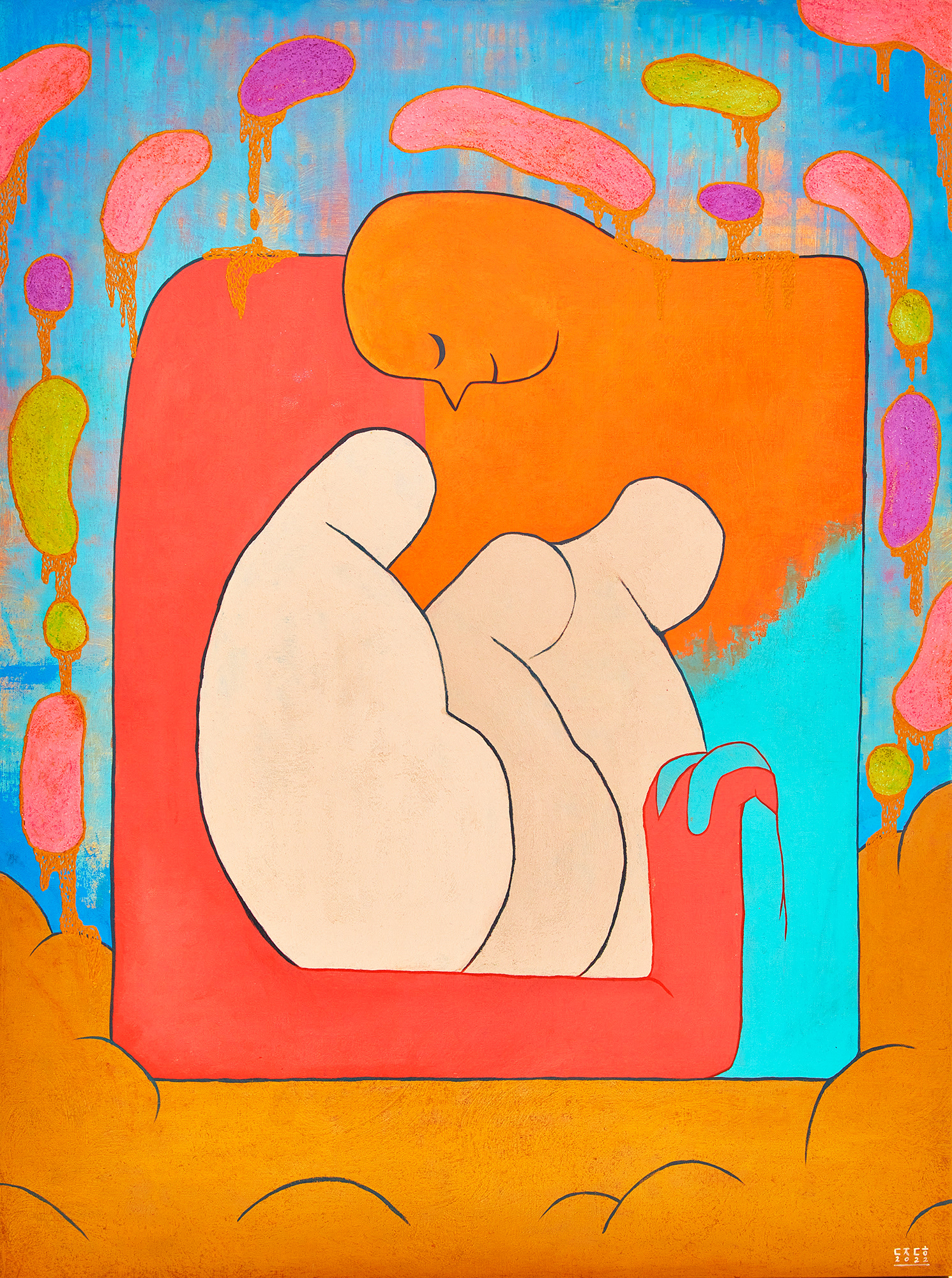 Praying for 歡喜_2022_acrylic and mixed media on canvas_130.3x97.0cm