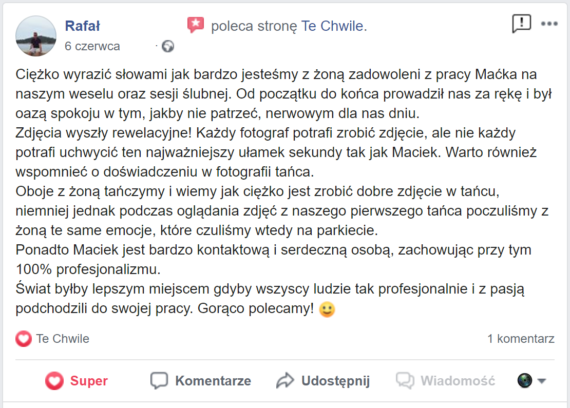 polecany fotograf na ślub