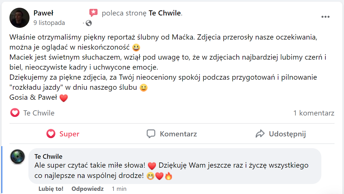 fotograf ślubny opinie