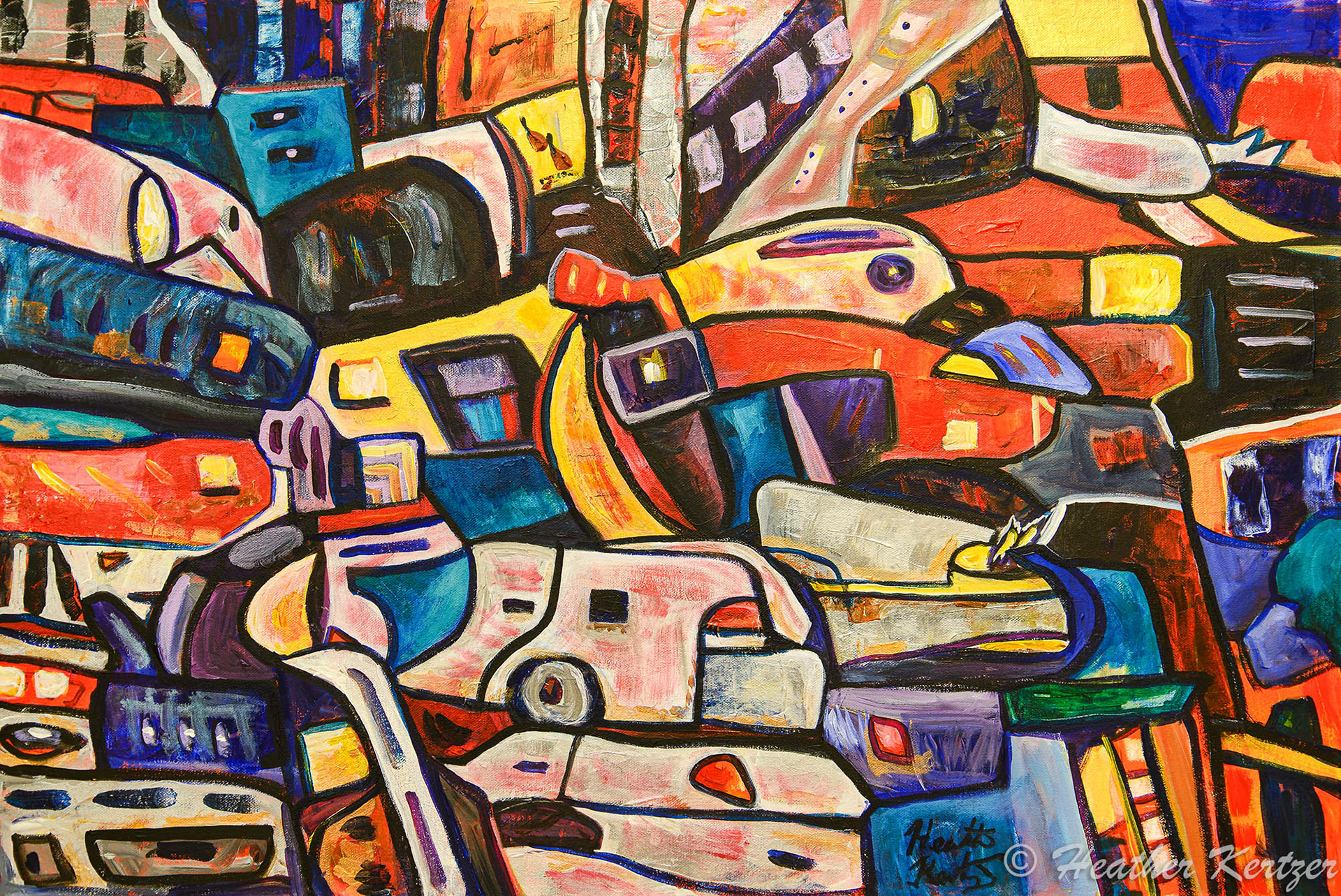 Traffic Jam - 24"x36" Acrylic on Gallery Canvas - $900