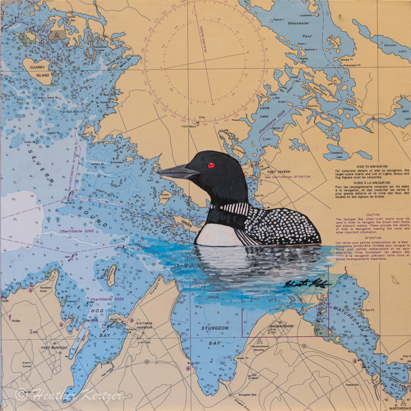 Call of the Loon (Mapscape) - 14" x 14" Acrylic on Gallery Board - $275