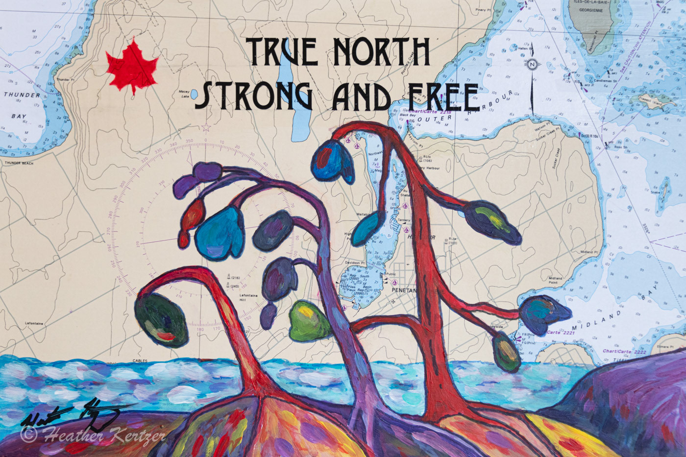 True North Strong and Free - 12" x 18" Mixed Media on Gallery Board - $250