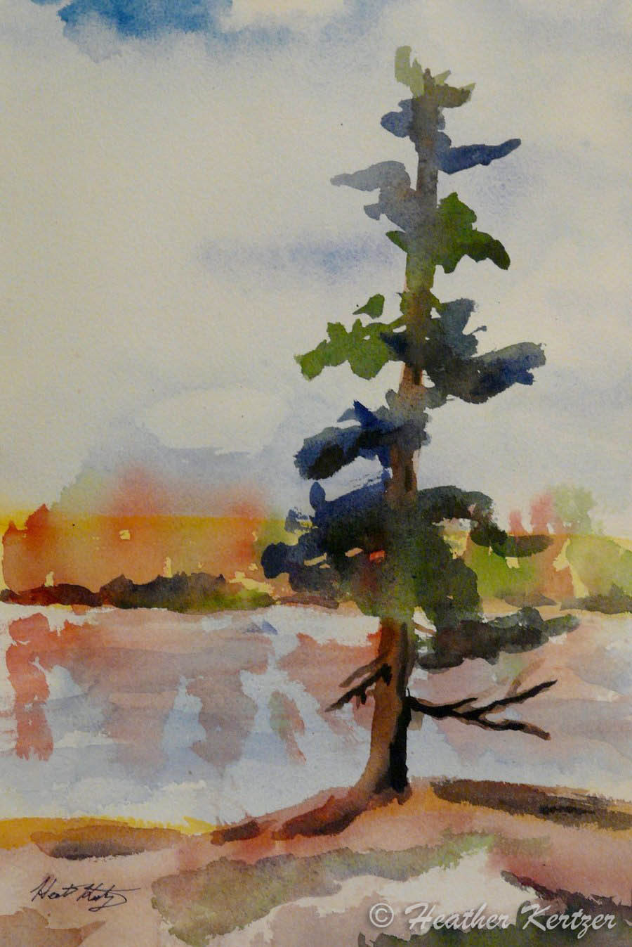 Lone Pine - 17" x 21" Framed Watercolour - $300