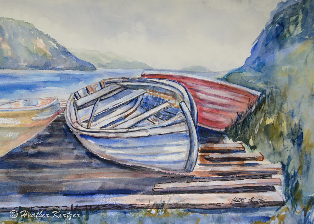 Waiting - 27" x 23" Framed Watercolour - $425