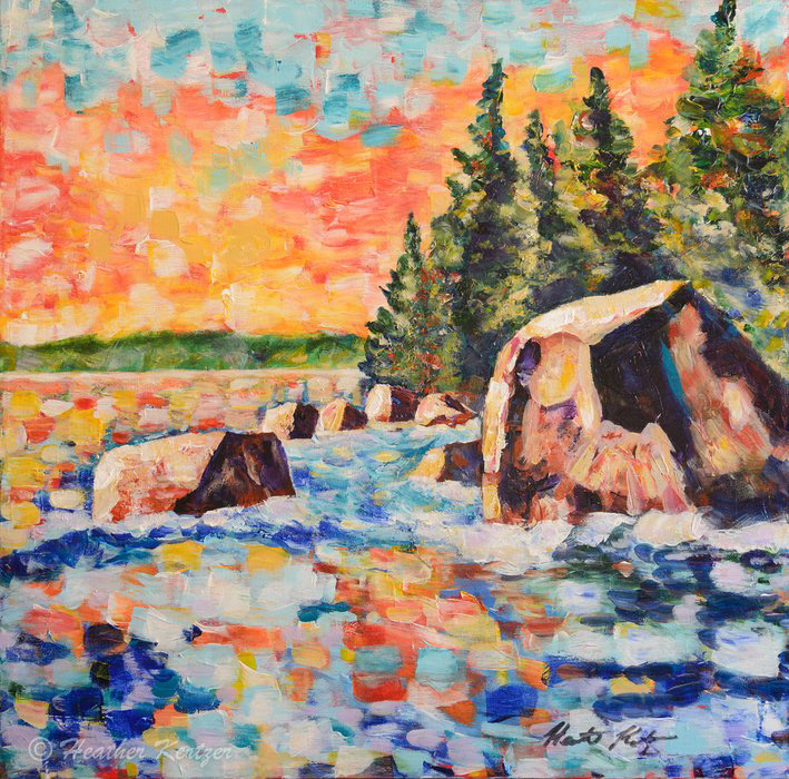 Georgian Bay Sunset - 24"x24" Acrylic on Gallery Canvas - $650