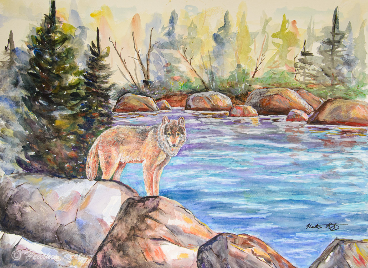 Leading the Way - 28" x 20.5" Framed Watercolour - $800