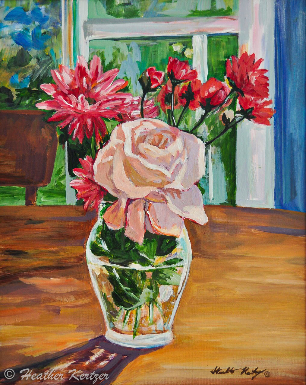 White Rose - 25" x 21" Framed Acrylic on Canvas - $550