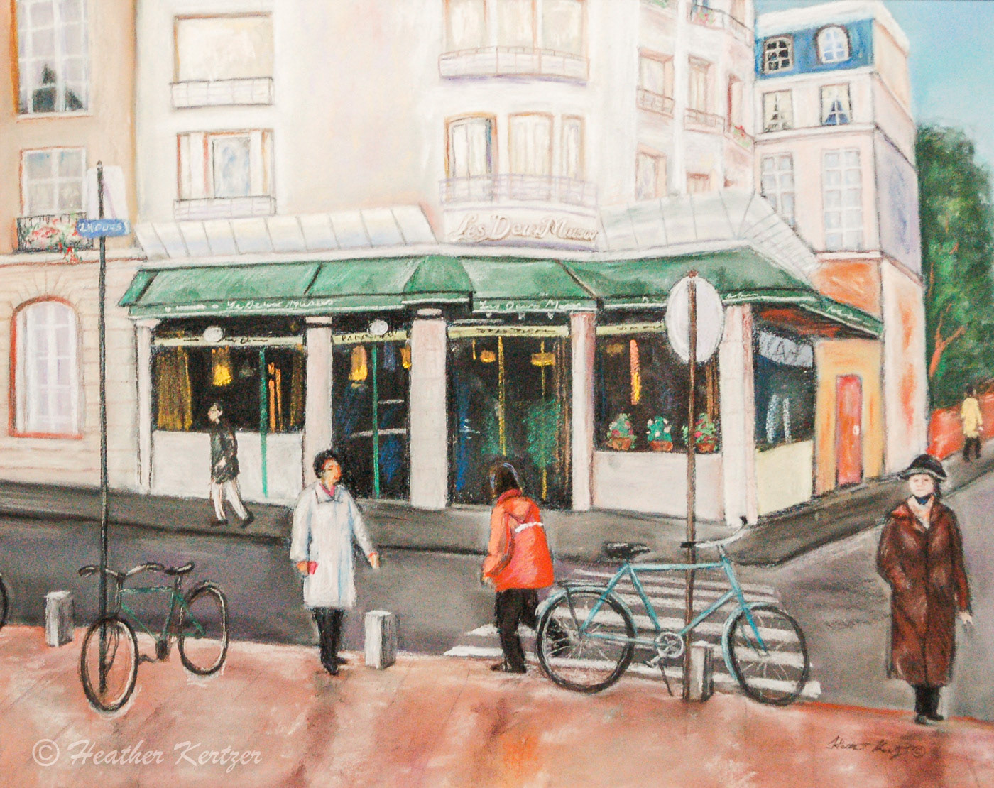 Le Café - 19" x 23" Framed Pastel - $550