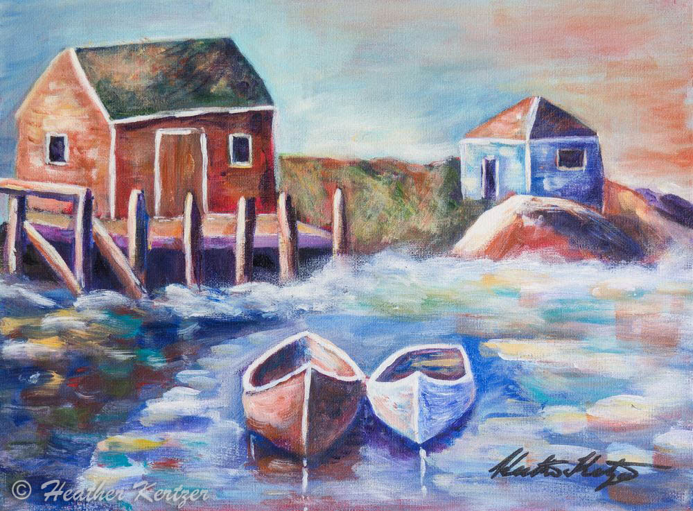 Fisherman's Cove - 19" x 23" Framed Acrylic on Canvas - $295