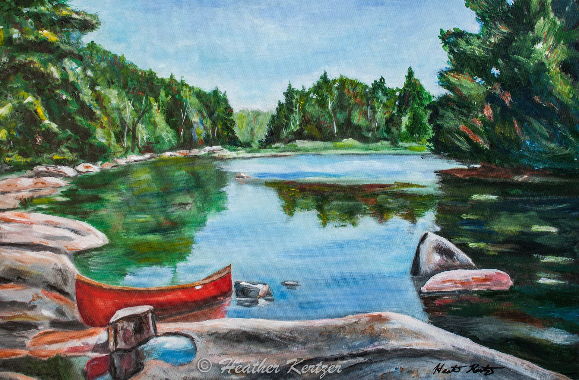 Red Canoe - Pastel - Sold