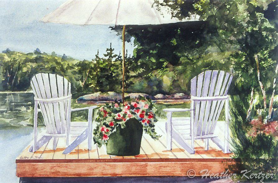 Muskoka Chairs - 16" x 20" - Watercolour - Sold